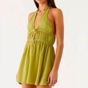 Peppermayo Dione halter mini dress Green Halter Mini Dress
